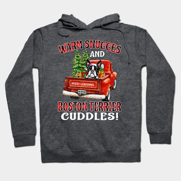 Warm Snuggles And Boston Terrier Cuddles Ugly Christmas Sweater Hoodie by intelus